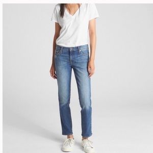 Gap Womens Real Straight Leg Jeans Factory Distressed Size 28R Blue